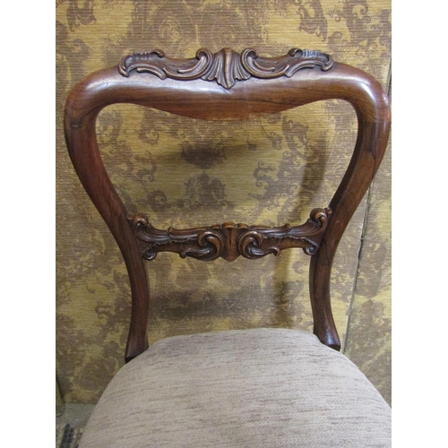 1297 - Set of 5 good quality Victorian  rosewood balloonback dining chairs with carved acanthus bar splats ... 