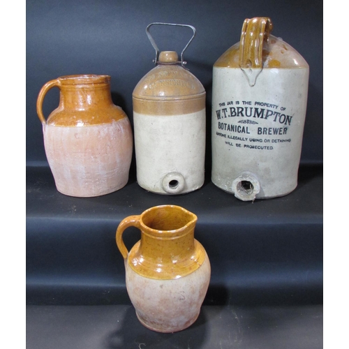 535 - A 19th century stoneware flagon W.Scarle Wine & Brandy Dealer Crediton, a W.T. Brumpton Botanical Br... 