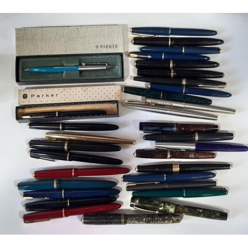 462 - A large collection of vintage Parker fountain pens, to include duofold examples, junior examples, ju... 