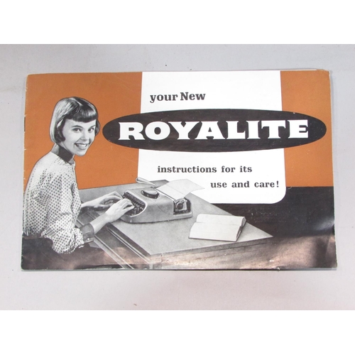 632 - A Royalite portable typewriter circa 1960’s, made by Royal, in its original case and with instructio... 