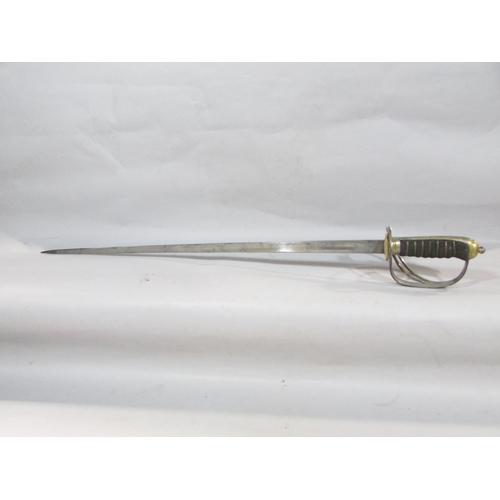 637 - A 19th century English Cavalry Sword with a Proved steel blade and a “gold” wired shagreen bound gri... 