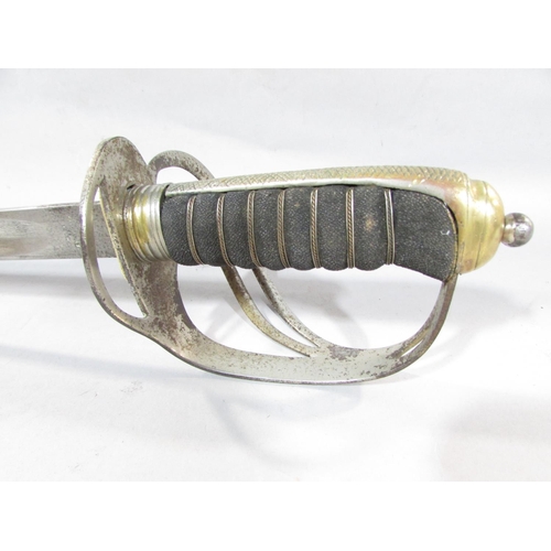 637 - A 19th century English Cavalry Sword with a Proved steel blade and a “gold” wired shagreen bound gri... 