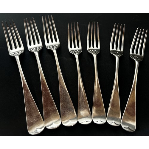 299 - A good selection of Roberts & Belk Ltd silver flatware consisting of eight main forks, 8 side forks,... 