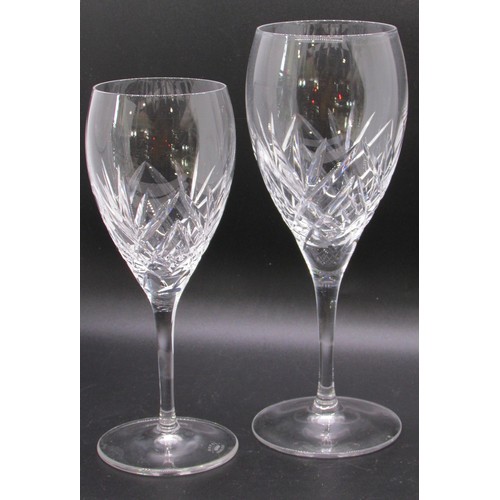 189 - Royal Doulton Lead Crystal Wine Glasses, 12 red wine and 10 white wine, all with their original blue... 