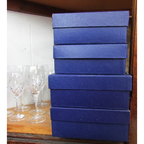 189 - Royal Doulton Lead Crystal Wine Glasses, 12 red wine and 10 white wine, all with their original blue... 