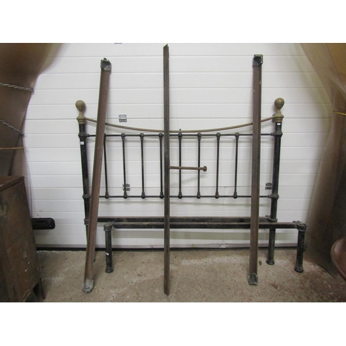 1411 - Victorian style cast iron and brass double bed frame