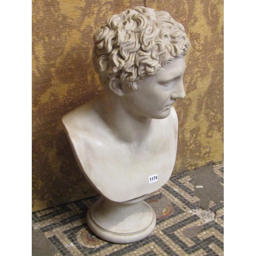 1174 - After the antique, a large decorative simulated white marble bust, 67cm high