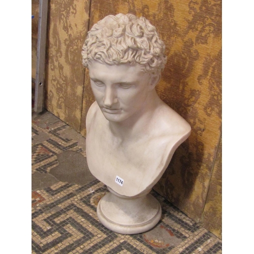 1174 - After the antique, a large decorative simulated white marble bust, 67cm high