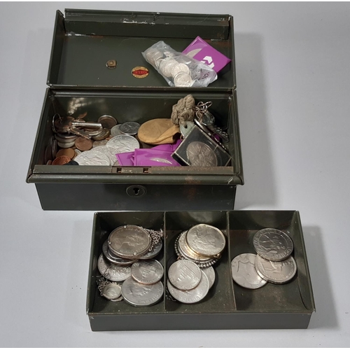 477 - 1921 & 1923 US dollars, pair silver 3d pieces mounted as ear-rings, various crowns and other English... 