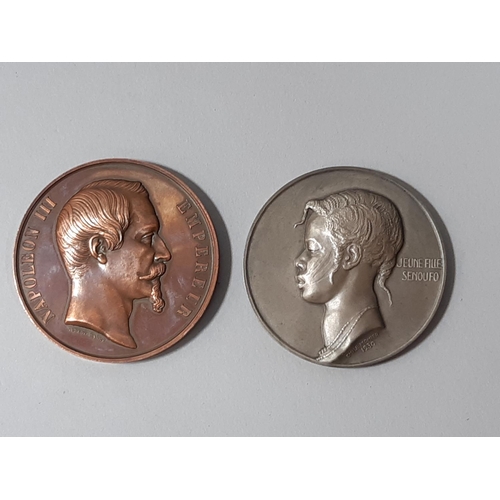 480 - 1835 French Napoleon III bronze medallion by Albert Barre and a Charles Dickens (1812-1870) memorial... 