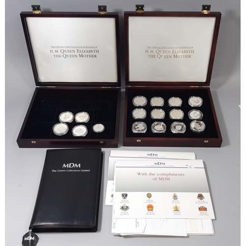 481 - Silver proof coin collection commemorating H M Queen Elizabeth the Queen Mother, 28 coins, average w... 