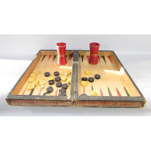 541A - Leather backgammon / draughts set together with 