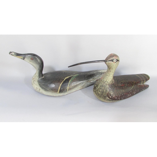 644 - A collection of hand painted wooden decoy ducks, chickens, waders etc