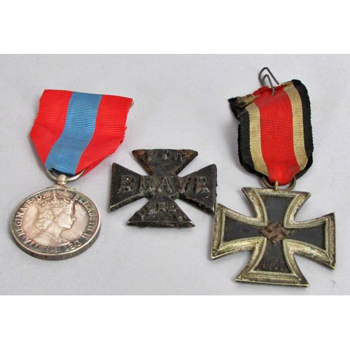 471 - An Imperial Service medal, Frank William Henry Wooley, WWII Iron Cross, WWI British Iron Cross, For ... 