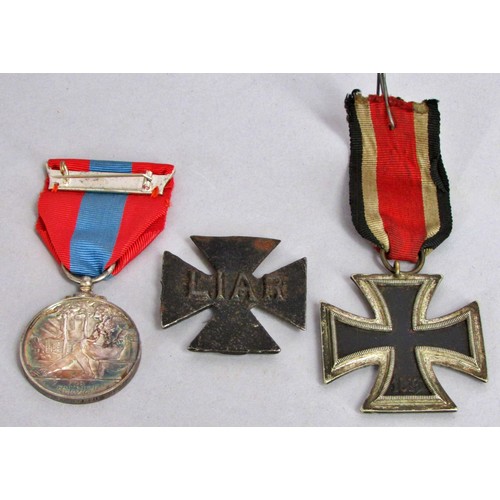 471 - An Imperial Service medal, Frank William Henry Wooley, WWII Iron Cross, WWI British Iron Cross, For ... 