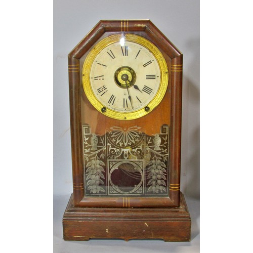 526 - Two American mantle clocks by the Ansonia Company and Seth Thomas, one with gingerbread casework