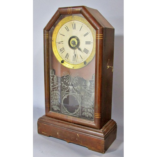 526 - Two American mantle clocks by the Ansonia Company and Seth Thomas, one with gingerbread casework