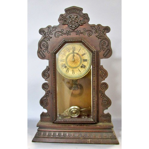 526 - Two American mantle clocks by the Ansonia Company and Seth Thomas, one with gingerbread casework