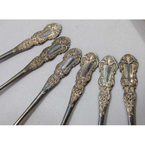 450 - Set of six silver coffee spoons, maker Turner & Simpson Ltd, Birmingham 1957, together with Eastern ... 