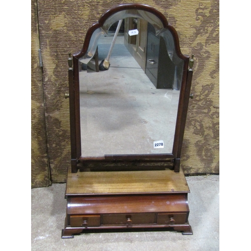 1287 - A mahogany Queen Ann style toilet mirror with moulded framework and bevelled edge mirror plate