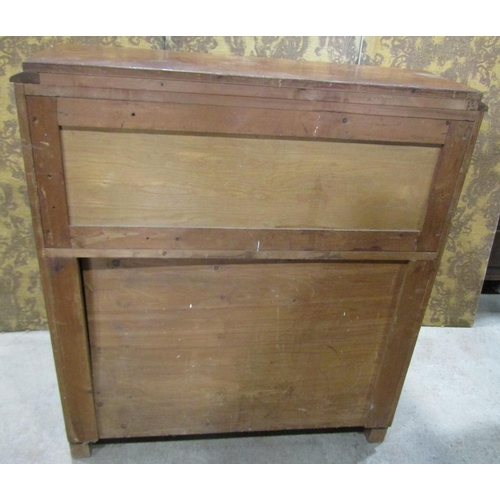 1211A - 19th century continental mahogany cylinder bureau, enclosing a fitted interior of drawers, pigeon ho... 