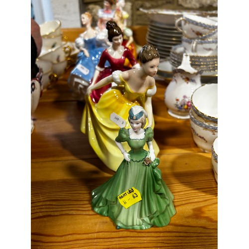 63 - Seven Doulton figures comprising Ninette, Sharon, Autumn Attraction, Summer Serenade, Winter Welcome... 