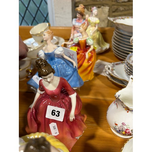 63 - Seven Doulton figures comprising Ninette, Sharon, Autumn Attraction, Summer Serenade, Winter Welcome... 