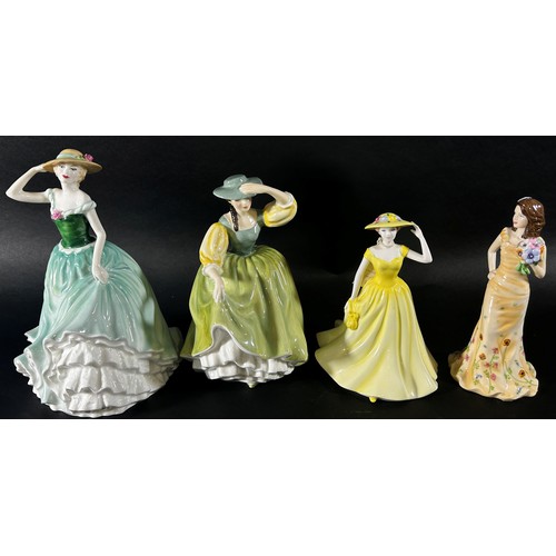 88 - Nine ceramic figurines to include eight Royal Doulton examples from the Pretty Ladies and Petit Ladi... 