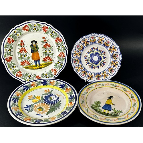 98 - A large quantity of Quimper Faience to include plates, vases, candlesticks, jugs etc