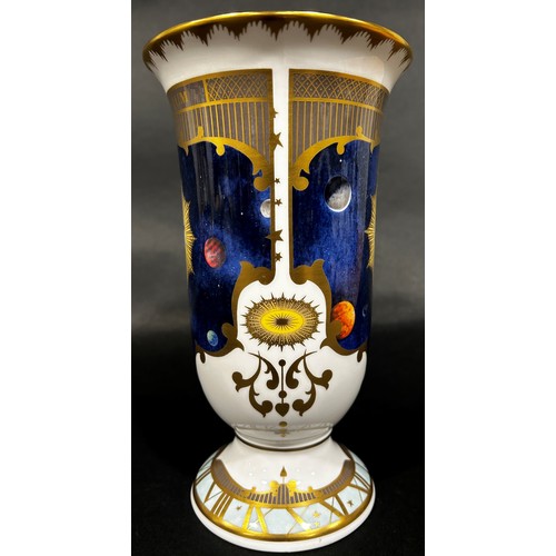 78 - A Royal Worcester trumpet shaped vase, commemorating the Year 2000 millennium with, original box