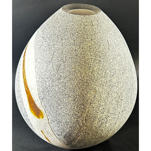 141 - An Andrew Potter Studio glass vase from the “Avebury Stone Collection”, 27.5cm high, with a biograph... 