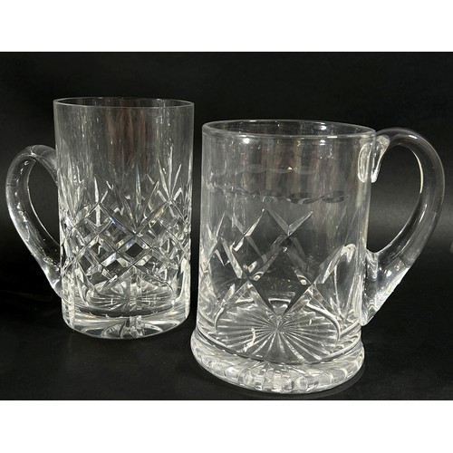 145 - A mixed selection of cut glass table ware including, Brandy glasses, wines, rounded tumblers, three ... 