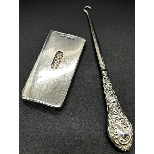 200 - An Edwardian silver vesta case with striking pad 8.5 cm x 4.5 cm maker Henry Wilkinson Ltd, a silver... 