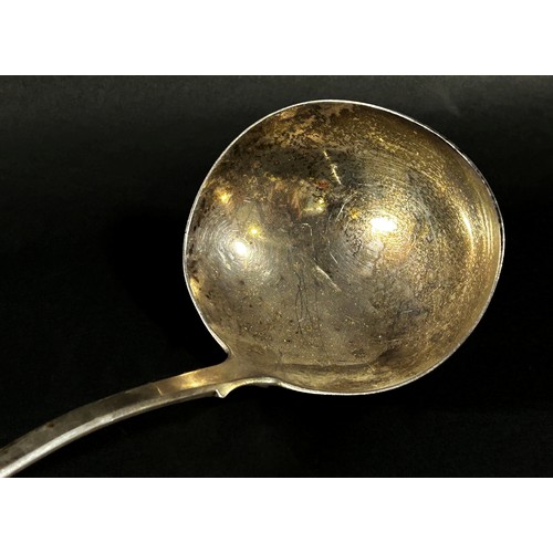 190 - A Georgian silver ladle, Exeter 1822, maker George Turner, 35cm long, 8oz approx