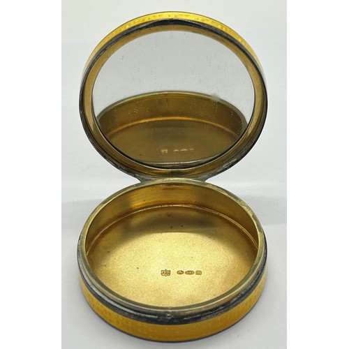 208 - Silver compact, yellow guilloche enamel, gilt interior, maker 'G.S' 1927