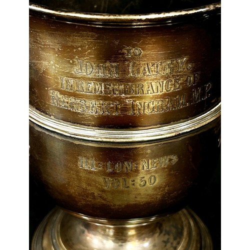 164 - A silver George II twin handled trophy bearing a hallmark for London, Richard Gurney & Thomas Cooke,... 