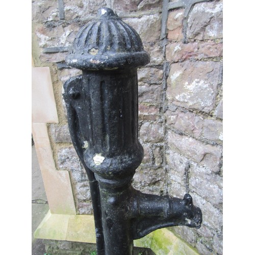 1001 - An overpainted composition stone water feature in the form of a Victorian cast iron hand lever opera... 