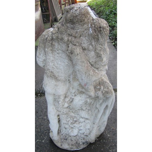 1006 - A weathered cast composition stone Romeo & Juliet garden figure group 64 cm high