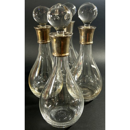 160 - Two Millennium silver collared decanters Sheffield 2000 and two matching decanters dated Sheffield 2... 