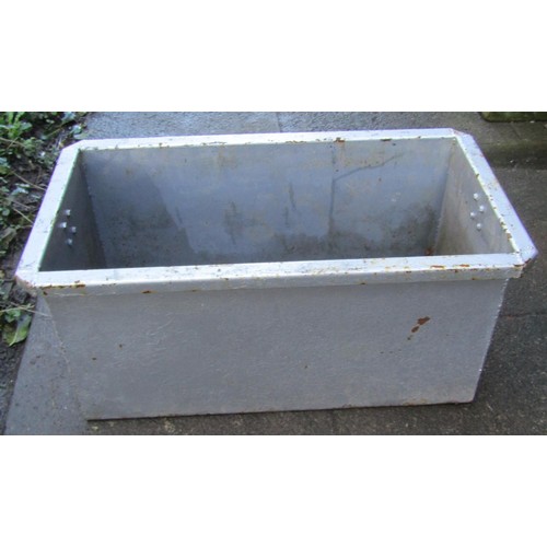 1017 - A painted rectangular fabricated steel trough with ring handles, 31cm high x 67cm long x 36cm wide