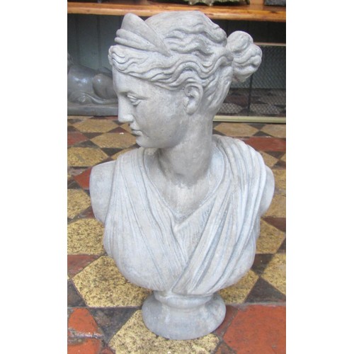 1058 - A cast composition stone bust of a classical maiden, 47 cm high