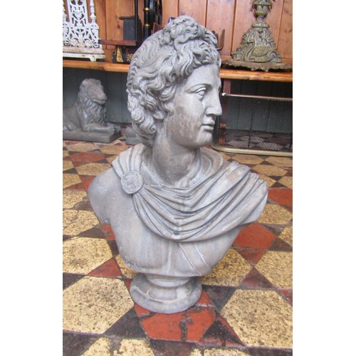 1060 - A cast composition stone classical male bust, 51 cm high