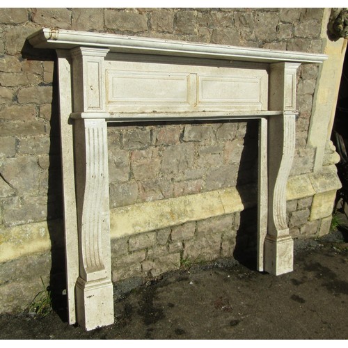 1063 - A late Victorian/Edwardian painted wooden fire surround with fielded panelled back and swept fluted ... 