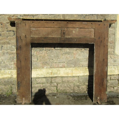 1063 - A late Victorian/Edwardian painted wooden fire surround with fielded panelled back and swept fluted ... 