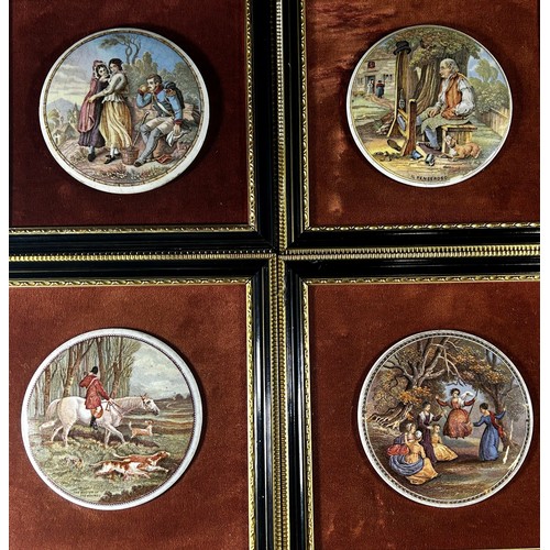 69 - Four 19th century framed pot lids including The Master of the Hounds, together with a collection of ... 