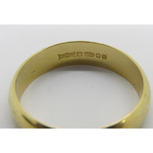 234 - 18ct wedding ring, inscribed to interior, size Q, 4.5g