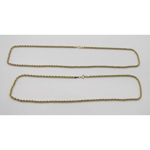 243 - Two 9ct rope twist chain necklaces, 46cm and 41.5cm L approx, 5.5g total