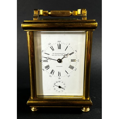 447 - A 19th century English carriage clock by William Thornhill & Co, New bond St, London, with eight day... 