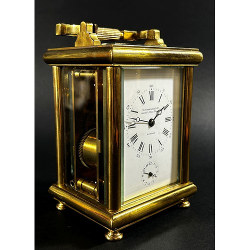 447 - A 19th century English carriage clock by William Thornhill & Co, New bond St, London, with eight day... 