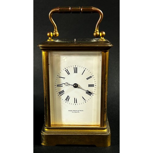 444 - A 19th century French Carriage clock by Francois-Arsene Margaine, with enamelled dial and eight day ... 